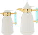 Al Saif Gallery Shahad thermos set, 1/1 liter, two pieces, thermal glass inner shell, stainless steel outer shell - pearly gold product image 1