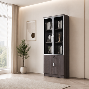 Wooden filing cabinet, 190×80×32 cm - dark gray product image