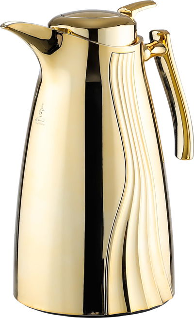 Al Saif Gallery Karma thermos set, 1 liter, 2 pieces, thermal glass inner shell, plastic outer shell - gold product image 4