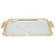 Al Saif Gallery steel tableware, 54x34x5 / 47x29x5 / 40x24x5 cm, rectangular, with golden handle, 3 pieces - silver product image 1