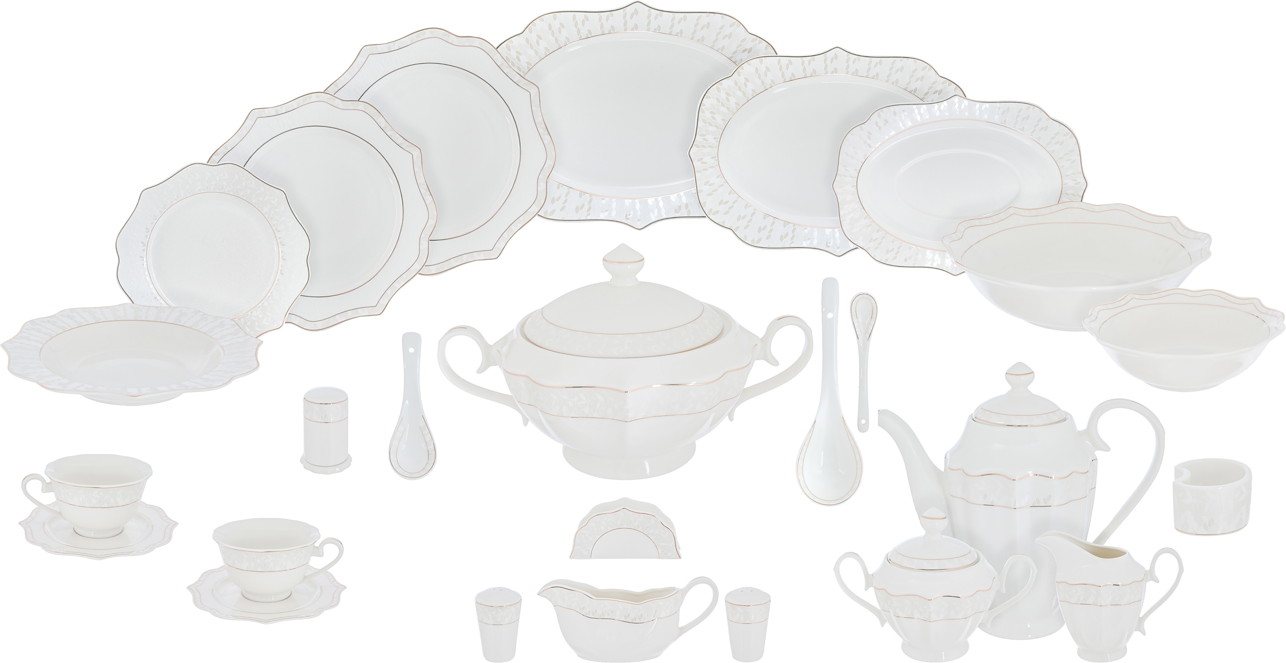 Victoria Al Saif Gallery porcelain dining set, 166 pieces, engraved, gold-white line product image