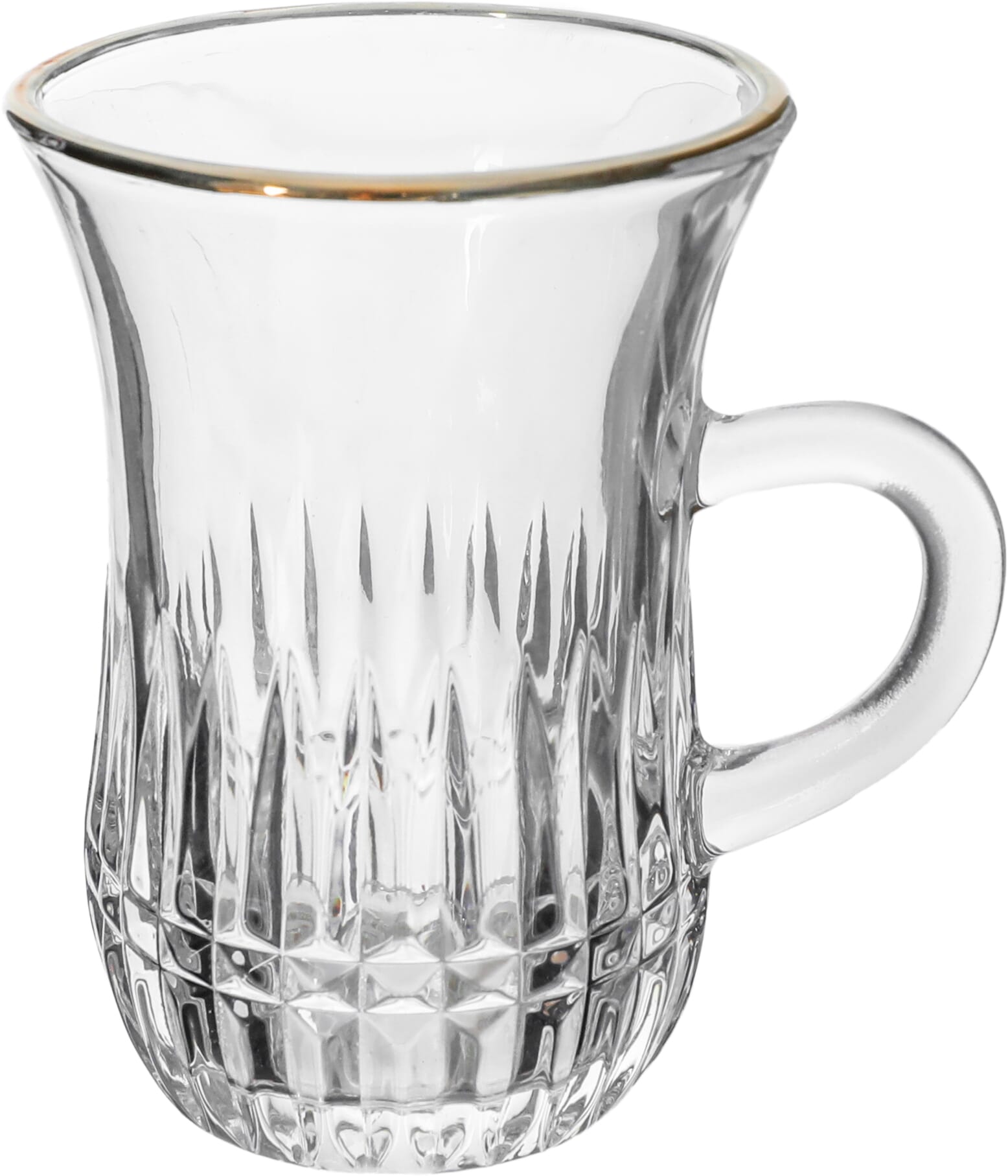 طقم بيالات شاي بيد زجاج ماكس جلاس، خط ذهبي 6 قطع - شفاف product image 2