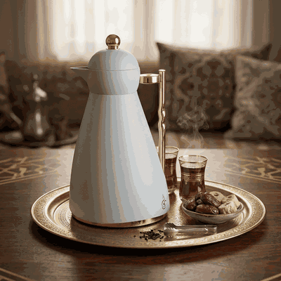 ترمس نور جلوري، 1 لتر، حافظة داخلية زجاج، ضغاط، يد ذهبي- رمادي فاتح product image 2