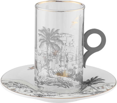 طقم بيالات مع صحون بورسلان السيف غاليري، 12 قطعة - ابيض ذهبي product image 2