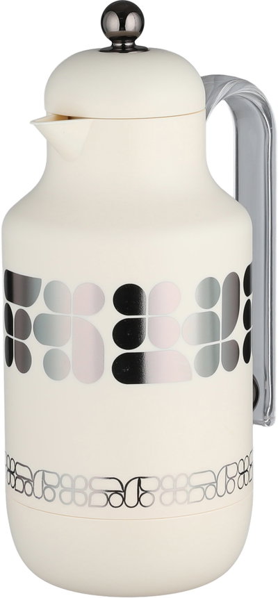 Al Saif Gallery Kkozami Thermos, 1 Liter, Glass Interior, Transparent Handle, Push-Button Lid - Cream Black product image 4