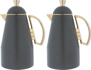 Al Saif Gallery Ruwayda thermos set, 1/0.75 litre, two pieces, thermal glass inner container, steel outer shell - gray product image
