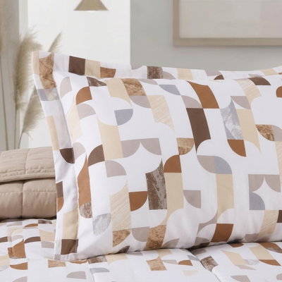 طقم لحاف ساليرنو مايكروفايبر، 240x260 سم، نفرين، 9 قطع - ابيض بيج product image 4