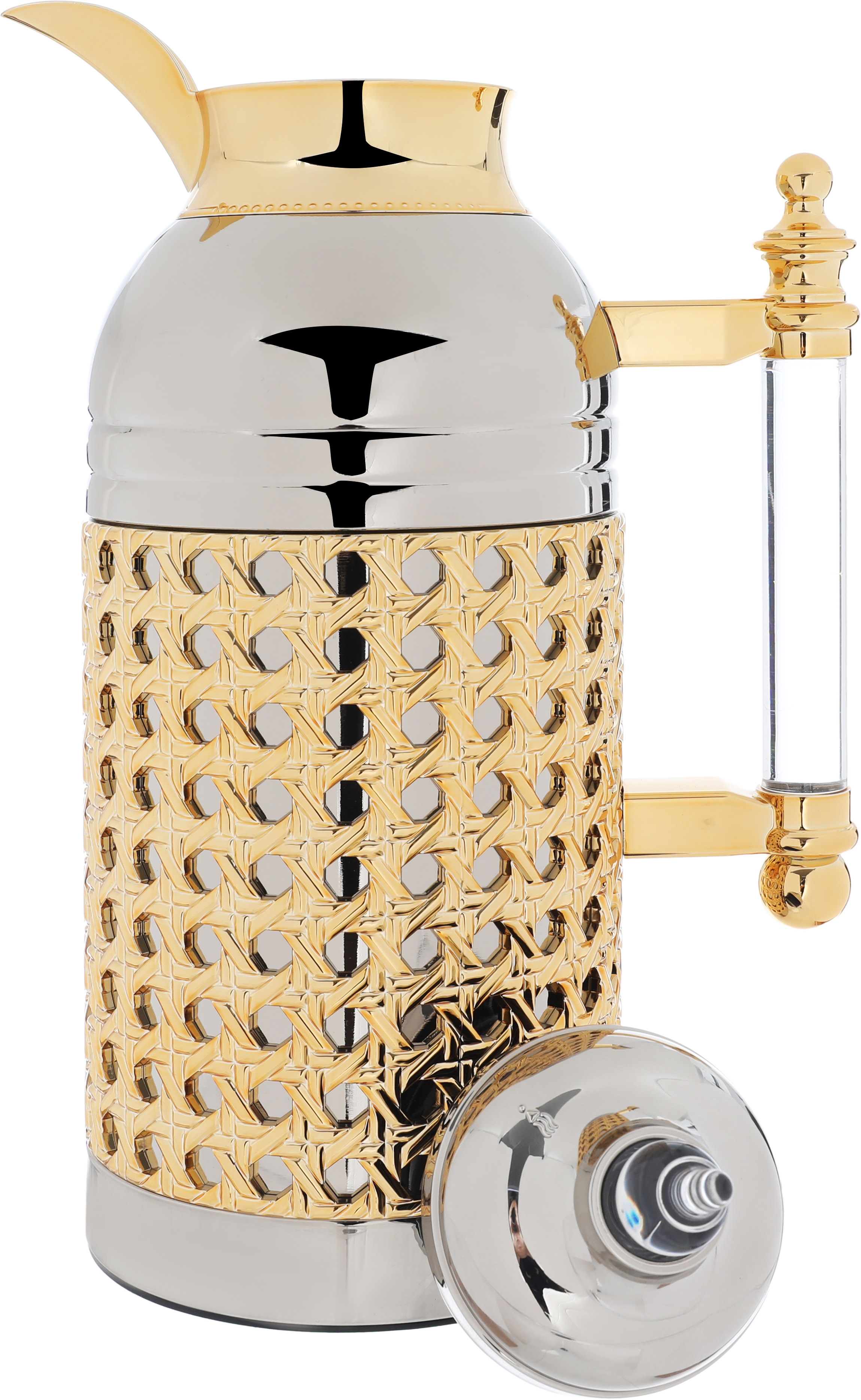 Al Saif Gallery Sarah thermos set, 1 liter, transparent handle, thermal glass inner case, steel outer shell - silver product image 8