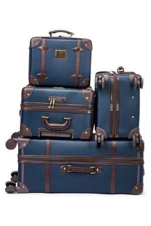 طقم حقيبة سفر جلد صناعي ليمرا، 4 مقاسات، 4 عجلات، زاوية 360 درجة، LMA-7051 - ازرق بني product image 2