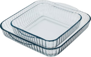 طقم صواني فرن بوركم زجاج باشاباتشى، قطعتين، مربعة - شفاف product image 2