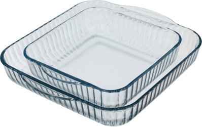 طقم صواني فرن بوركم زجاج باشاباتشى، قطعتين، مربعة - شفاف product image 2
