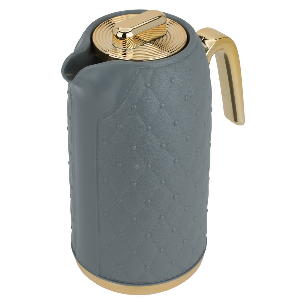 Timeless rattan thermos, 1 liter, golden handle, thermal glass inner container, plastic outer shell - dark gray product image 2