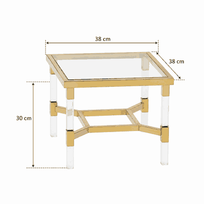 طقم طاولات زجاج و ستيل و اكرليك، 5 قطع - شفاف ذهبي product image 2