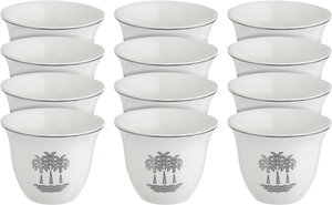 طقم فناجين قهوة سعودي بورسلان السيف غاليري، 12 قطعة، منقوش - أبيض رمادي product image