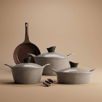 طقم قدور جرانيت تورنادو، 7 قطع - بيج product image 1