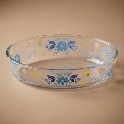 صينية فرن زجاج السيف غاليري، 3 لتر، نقش زهور، 35x24x6.5 سم - شفاف product image 1
