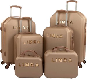 طقم شنط سفر ABS ليمرا، 6 مقاسات، 4 عجلات، زاويه 360 درجة، LMA-899 - ذهبي product image