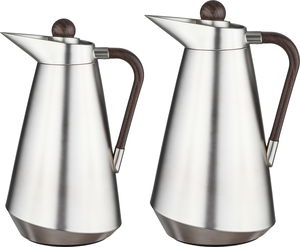 طقم ترامس طريف السيف غاليري، 1/0.7 لتر، حافظة داخلية زجاج، يد خشبي غامق، غطاء ضغاط - فضي product image