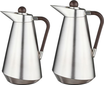 طقم ترامس طريف السيف غاليري، 1/0.7 لتر، حافظة داخلية زجاج، يد خشبي غامق، غطاء ضغاط - فضي product image 1