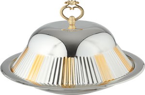 Al Saif Gallery Gozi Steel Serving Tray, 48x48x18 cm - Silver Gold product image