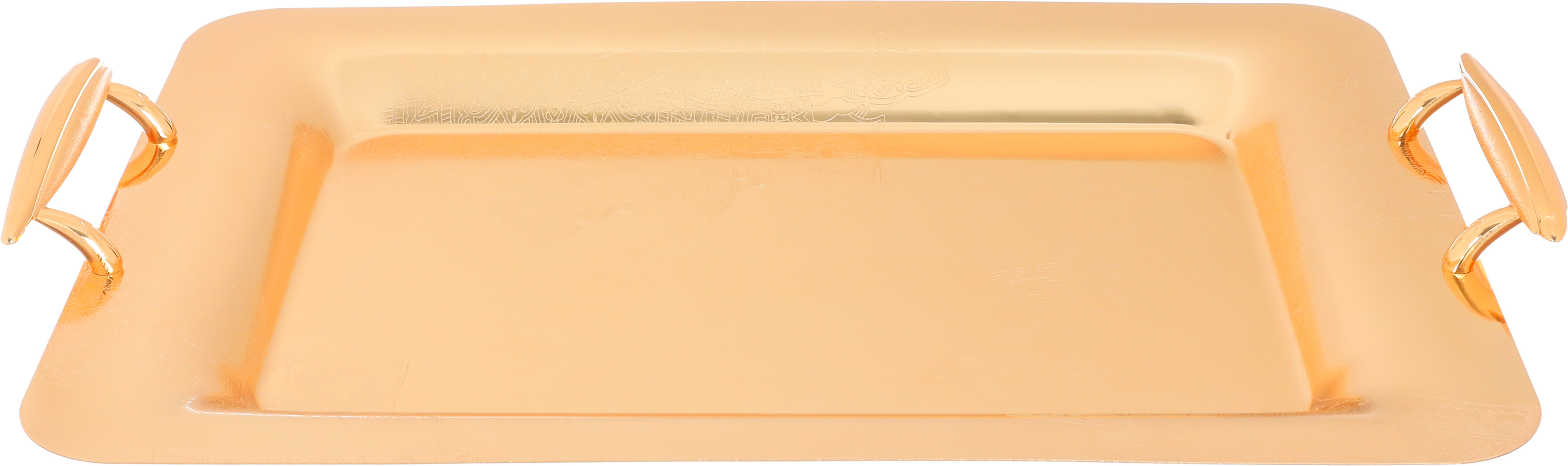 Al Saif Gallery steel tray set, 3 pieces, rectangular, engraved - gold product image 3