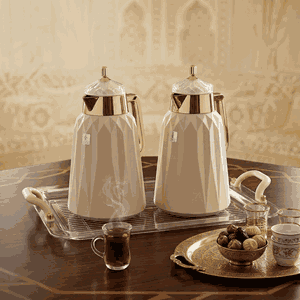 طقم ترامس لمياء السيف غاليري، 1/1 لتر، 3 قطع، طوفرية، حافظة داخلية زجاج حراري - لؤلؤي ذهبي product image 2