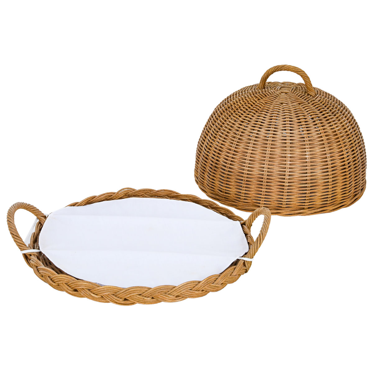 Al Saif Gallery Round Wicker Serving Basket With Cover, 34 X 34 X 24 Cm - Beige product image 3