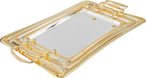 Al Saif Gallery Stainless Steel Serving Tray, 3 Pieces, Rectangle - Silver Gold product image
