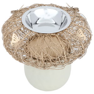 Steel incense burner with ball base, 17 x 17 x 15 cm - golden beige product image