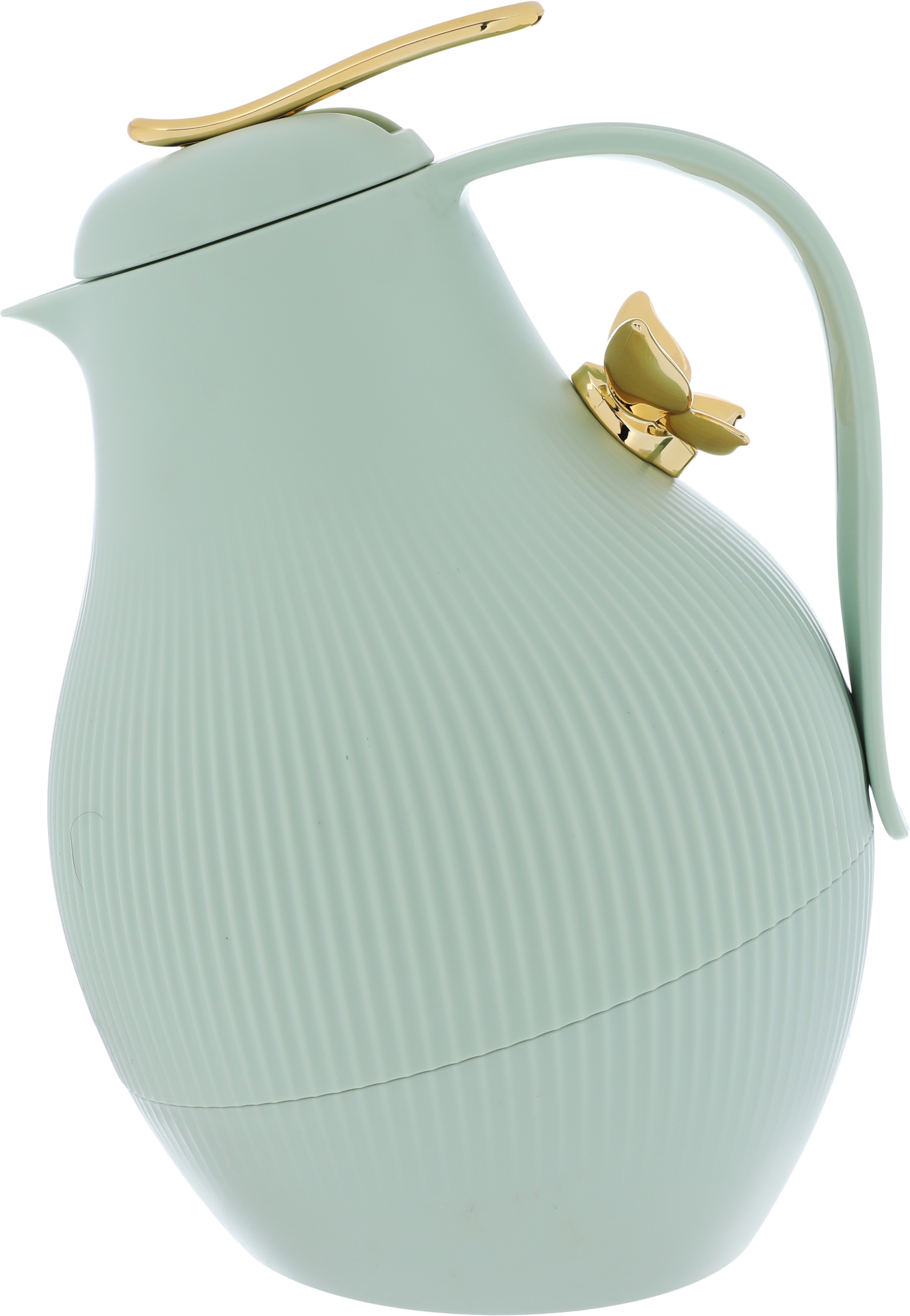 Al Saif Gallery Dora thermos, 1.5 liters, golden butterfly, thermal glass inner shell, plastic outer shell - light green product image 1