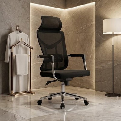 كرسي مكتب دوار بلاستيك، 55×55×120 سم - أسود product image 1