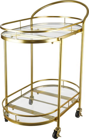 Al Saif Gallery Glass Serving Trolley, Steel Handle, Two-Tier - Gold product image 2