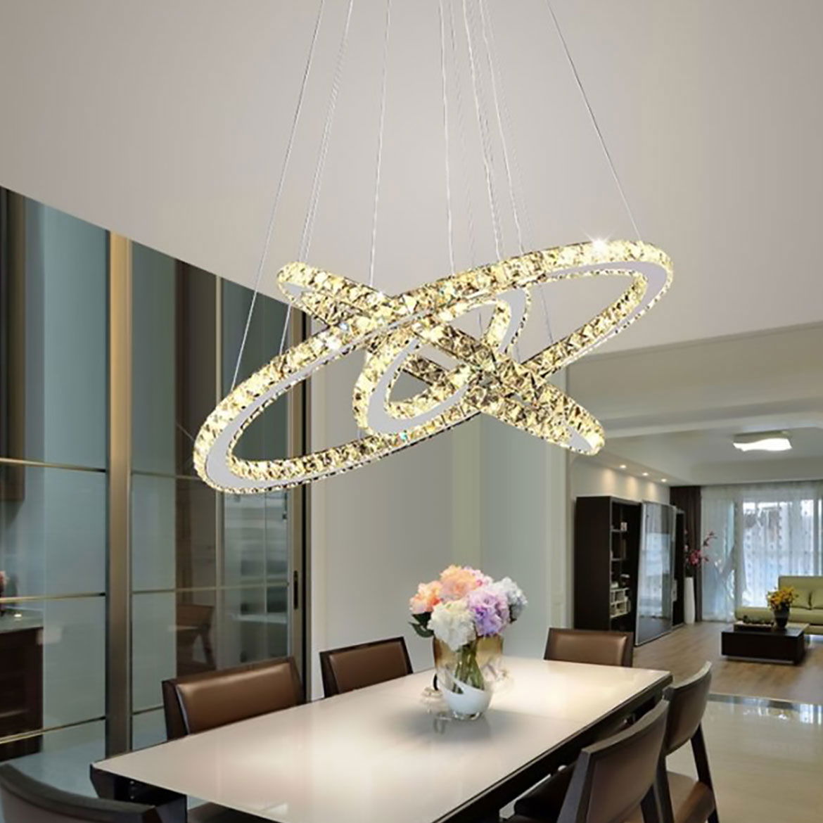 ثريا ألمنيوم السيف غاليري، 40-60-80 سم، 80 واط، دائري - ذهبي product image