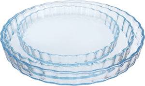 Al Saif Gallery glass oven tray set, 2/1.2/0.65 litres, round, with metal stand, 3 pieces - clear product image 2