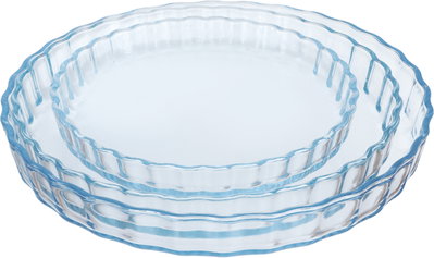 طقم صواني فرن زجاج السيف غاليري، 3 قطع ، دائري، مع حامل معدني - شفاف product image 2