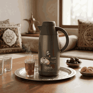 Shaha Stainless Steel Thermos, 1.1 Liter, Push-Button - Dark Gray product image 2