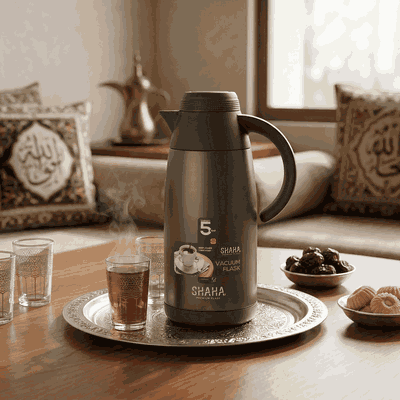 Shaha Stainless Steel Thermos, 1.1 Liter, Push-Button - Dark Gray product image 2