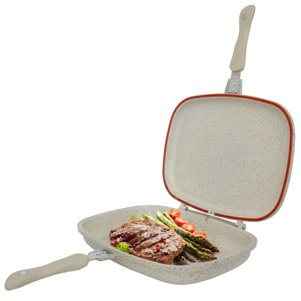 طاوة جرانيت روكي، بوجهين، 36 سم - بيج product image