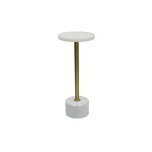 Modern marble and steel side table, 57 x 25 cm - white gold product image 2