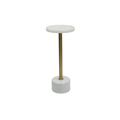 Modern marble and steel side table, 57 x 25 cm - white gold product image 2