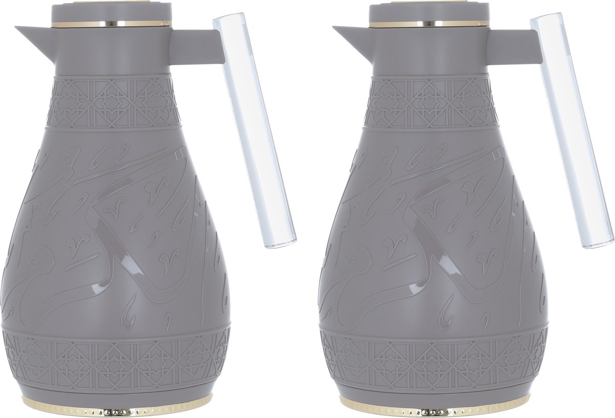Al Saif Gallery Karam thermos set, 1/0.65 liter, Islamic pattern, thermal glass inner shell, plastic outer shell - Cappuccino product image
