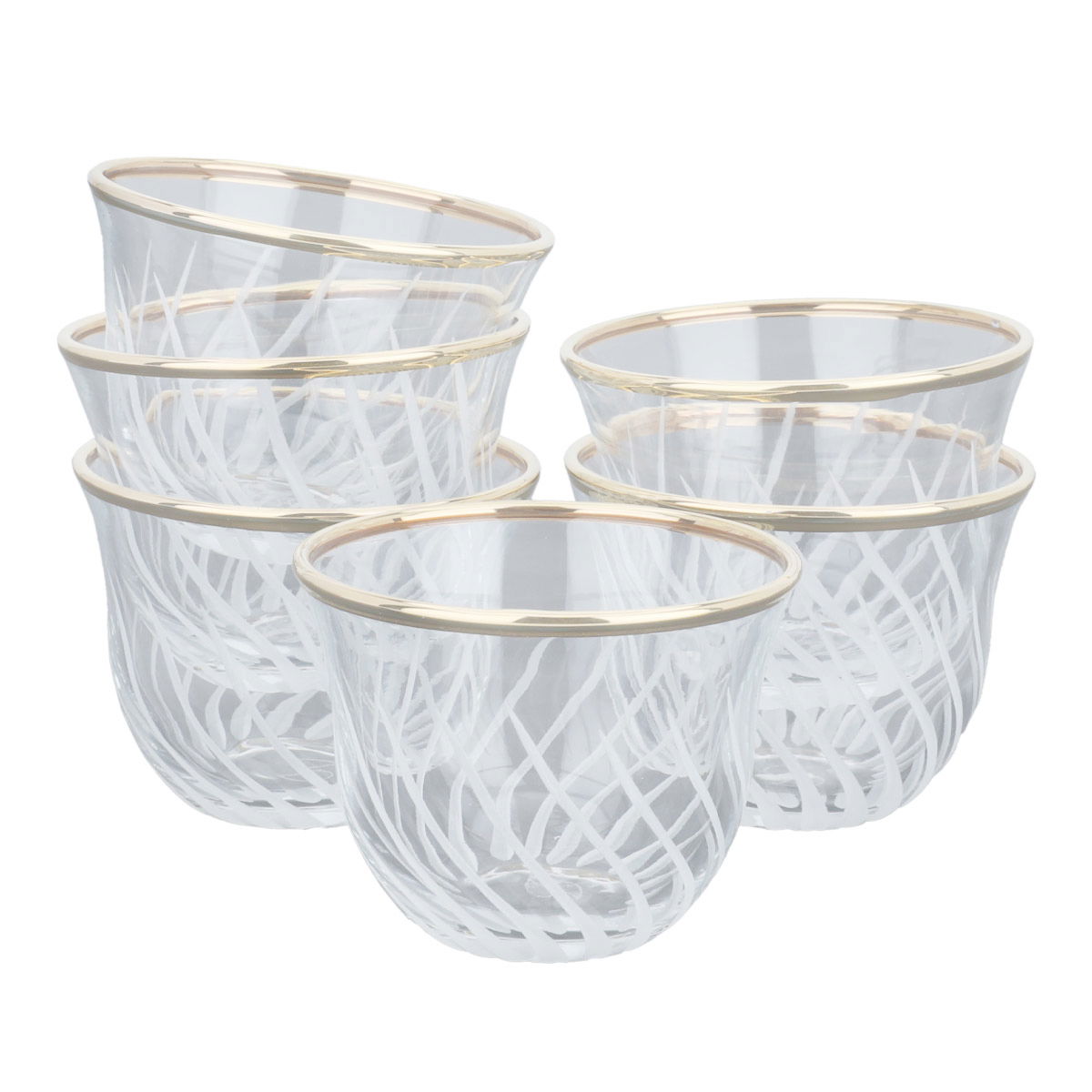 Al Saif Gallery Crystal Arabic Tea and Coffee Cups Set, 18 Pieces - Clear product image 3