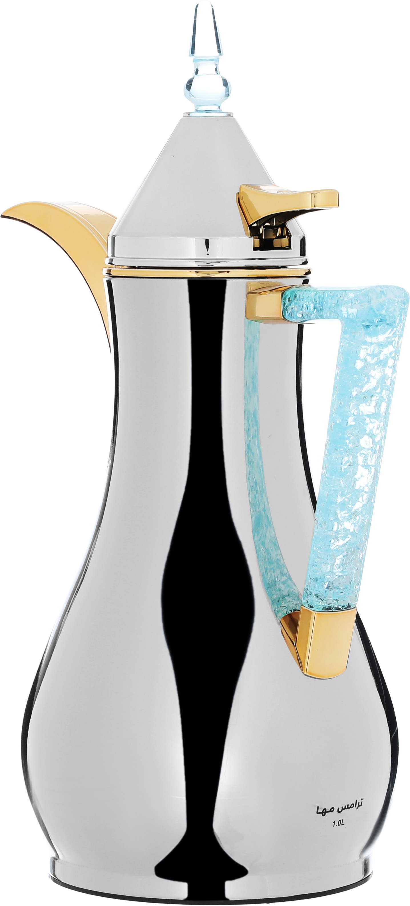 Maha Al Saif Gallery thermos set, 1 liter, crystal handle, thermal glass inner case, steel outer case - silver product image 6