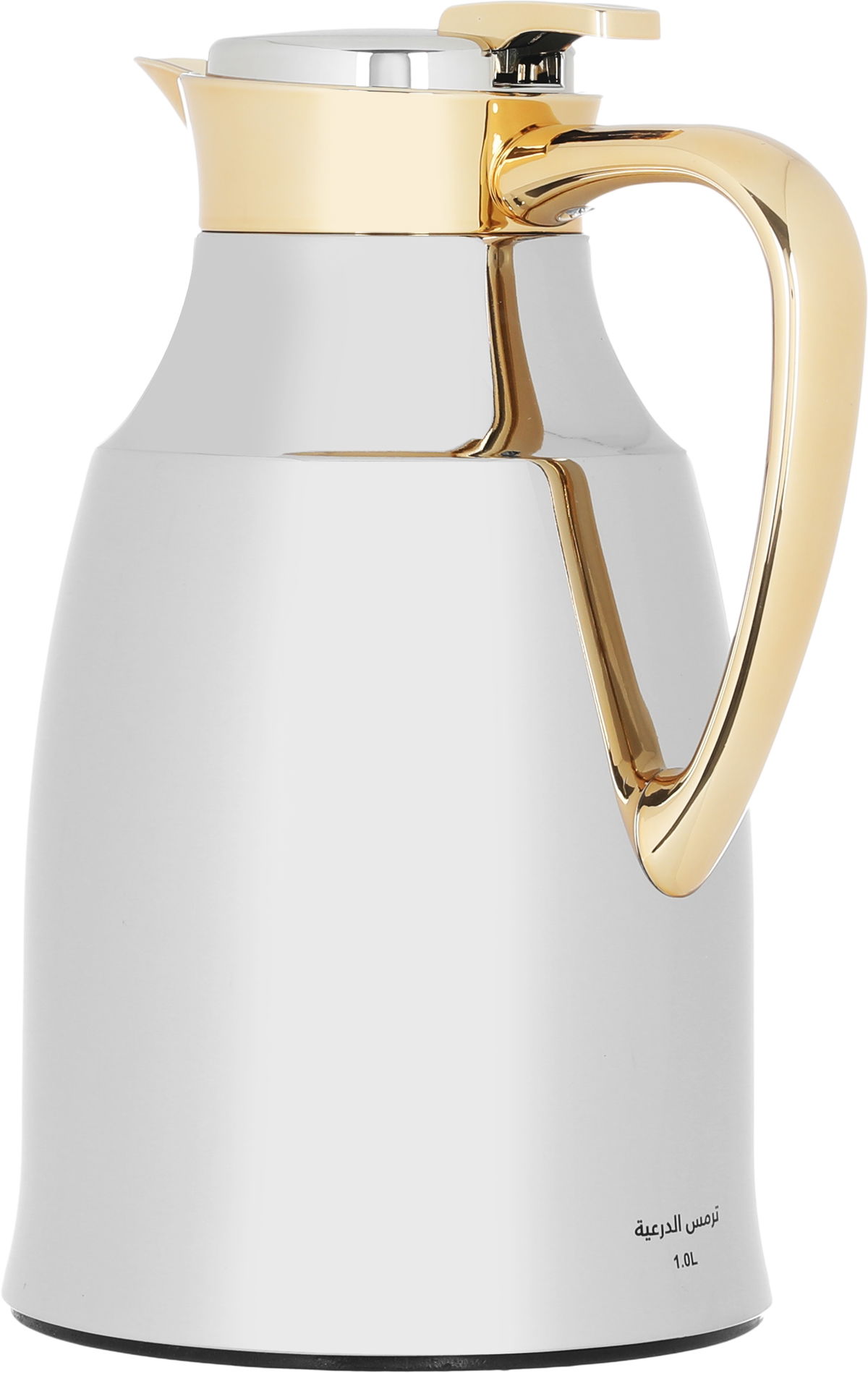 Al Saif Gallery Diriyah thermos, 1 liter, golden handle, thermal glass inner container, steel outer shell - silver product image 3