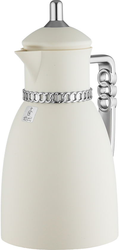 Al Saif Gallery Bayan Thermos Set, 0.7/1 Liter, 2 Pieces, Tempered Glass Inner Container, Silver Handle - Matte White product image 4