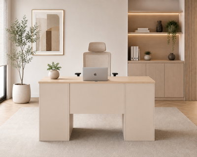 مكتب إداري خشب MDF، 140x60x75 سم - خشبي فاتح بيج product image 3