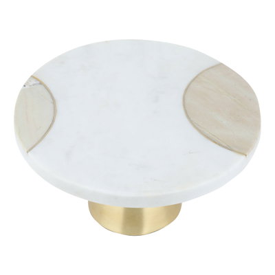 ستاند كيك رخام السيف غاليري، دائري، بقاعدة ذهبي - أبيض product image 2