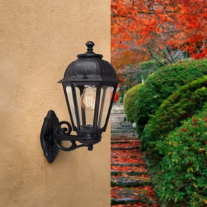 Outdoor wall light, made of durable resin plastic, E27 bulb base, 46 x 27 cm - Black product image