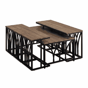 طقم طاولات خشب MDF و معدن، 7 قطع - اسود بني product image 2