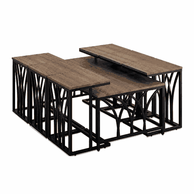 طقم طاولات خشب MDF و معدن، 7 قطع - اسود بني product image 2